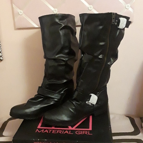 NWTB Material Girl Tall Black Boots Size 10 - Picture 3 of 5